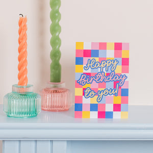 Gingham 'Happy Birthday To You' Card