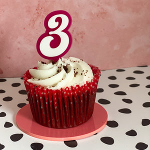 Flower Power Number Cupcake Toppers - Set of 3