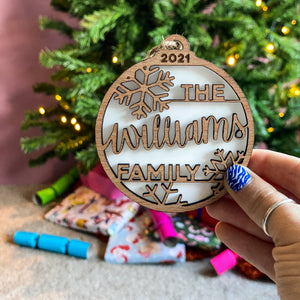 Family Christmas Tree Decoration with Personalised Name
