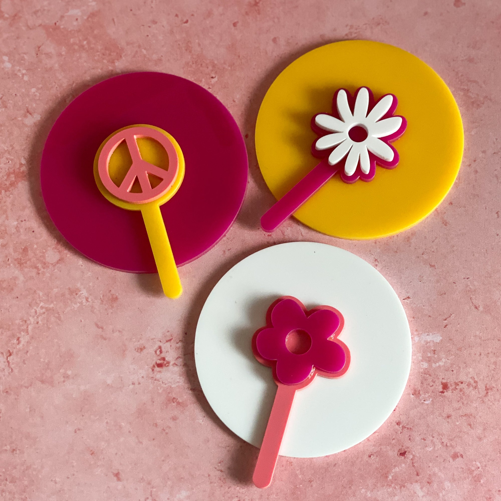 Flower Power Cupcake Toppers - Set of 3