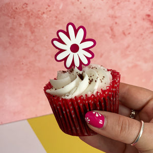 Flower Power Cupcake Toppers - Set of 3